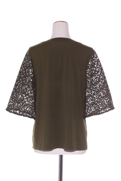 PRETTY BASIC - Khaki lace sleeve top! 14