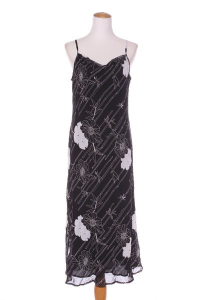 SUZANNE GRAE - Black floral bias midi dress! 12-14