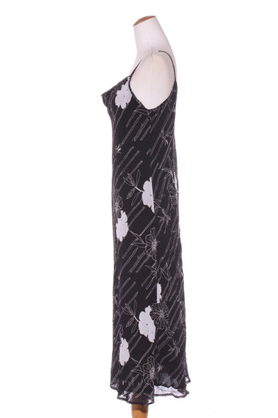 SUZANNE GRAE - Black floral bias midi dress! 12-14
