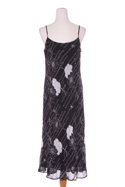 SUZANNE GRAE - Black floral bias midi dress! 12-14