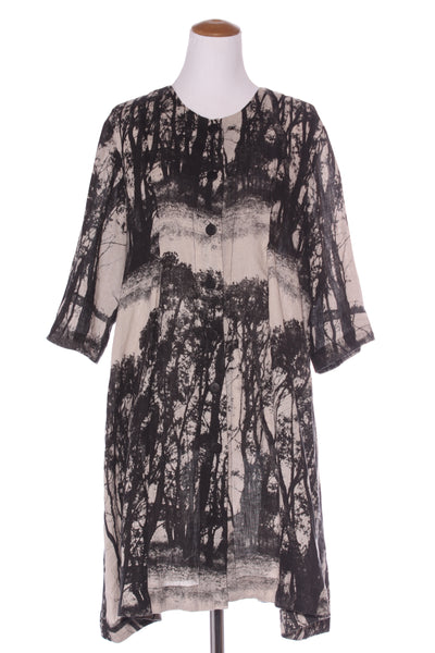 MEGAN SALMON - Trees print linen dress/duster coat! 16