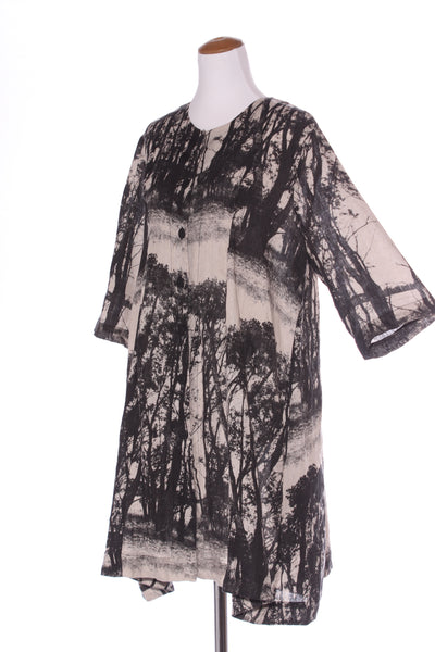 MEGAN SALMON - Trees print linen dress/duster coat! 16