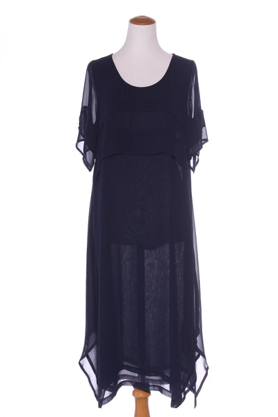 CHOCOLAT (NZ) Navy chiffon midi dress! 12