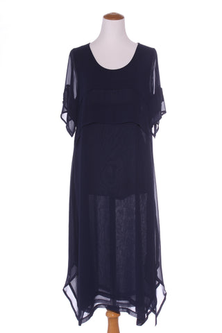 CHOCOLAT (NZ) Navy chiffon midi dress! 12