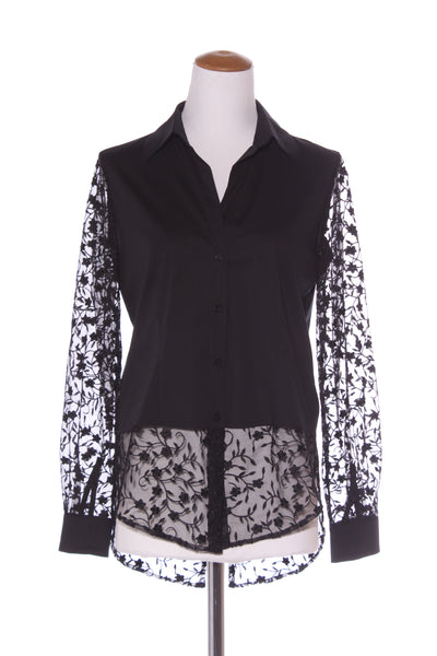 REPERTOIRE (NZ) "Jules" embroidered mesh sleeve shirt! 8-10