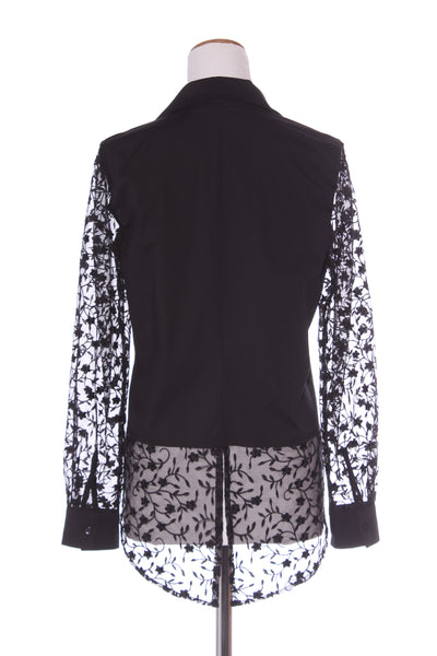 REPERTOIRE (NZ) "Jules" embroidered mesh sleeve shirt! 8-10