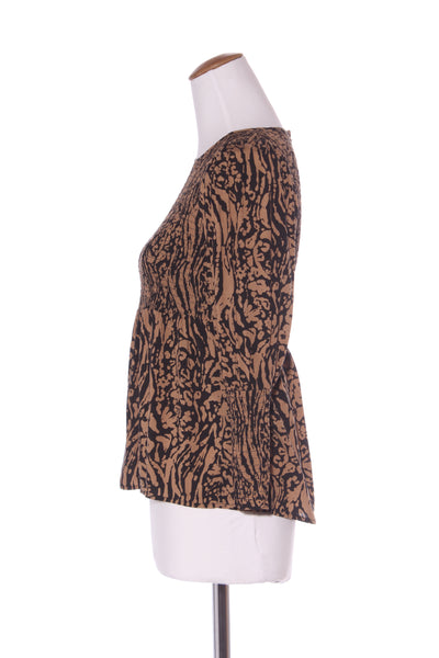 SASS - Shirred detail top - Animal print! 6-8