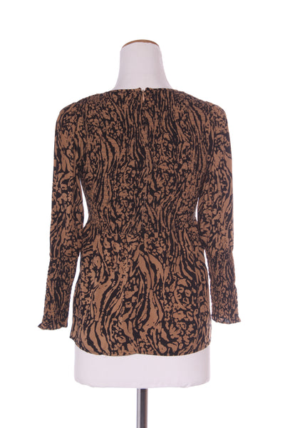 SASS - Shirred detail top - Animal print! 6-8