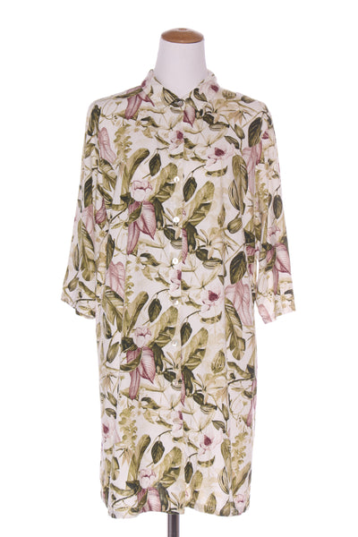 SARA - Linen blend floral print shirt dress! 14