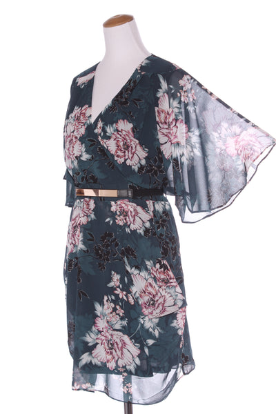 CITY CHIC - Green floral dress + belt! 18