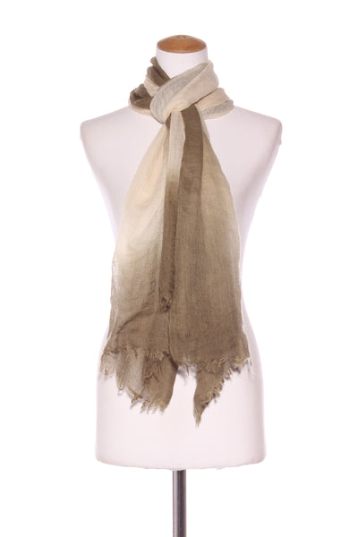 Wool blend soft knit khaki/cream ombre scarf!