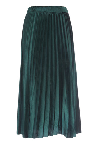 MIRROU - Emerald green pleat satin midi skirt! 8