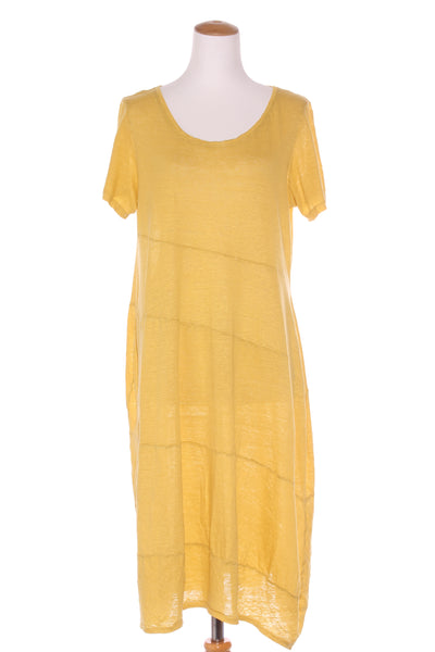 OBI (NZ) Yellow linen diagonal panel dress! 16-18