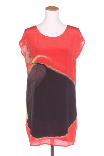 DECJUBA - Abstract print silk shift dress! 8