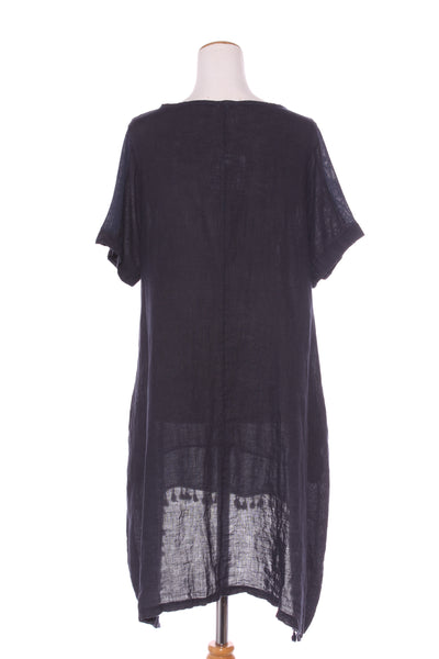 MADE IN ITALY (BN) Navy linen dress! 14