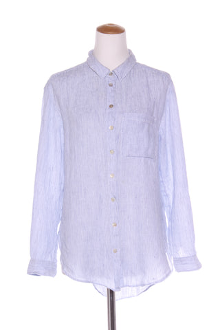 JUST JEANS - Blue pinstripe linen shirt! 10-12