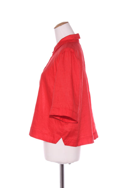 SUSSAN (LN) Red linen popover s/s crop shirt! 12
