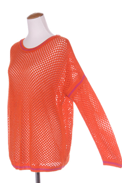 NEXT - Orange + pink trim mesh knit! 12-14