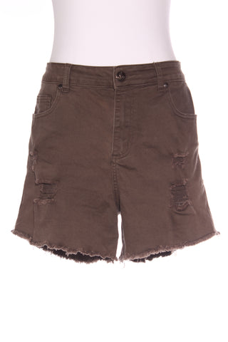 CITY CHIC - Distressed stretch denim shorts - Khaki! 14