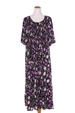 SARA - Purple floral shirred midi dress! 18-22