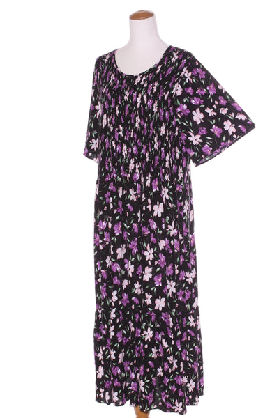 SARA - Purple floral shirred midi dress! 18-22