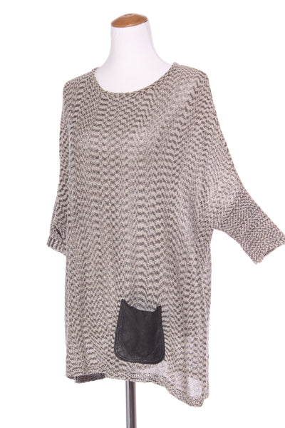 DECJUBA - Leather patch pocket knit top! 12-14