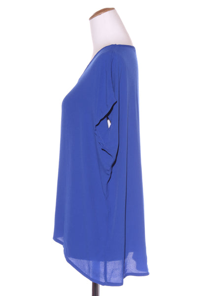 SHINE ON "V' neck woven viscose top - Cobalt! 6-10