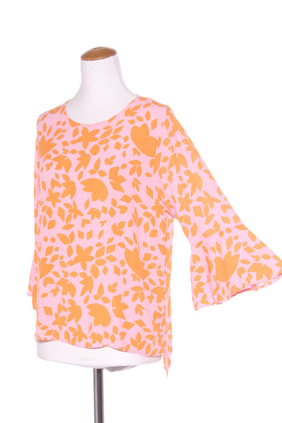 MISTER ZIMI "Maddie" pink + orange floral print top! 14