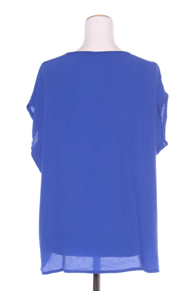 SHINE ON "V' neck woven viscose top - Cobalt! 6-10