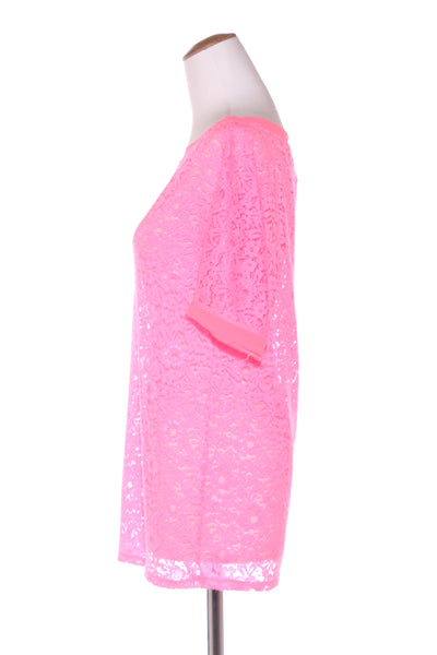 AUGUSTINE - Neon pink lace top! 8-10