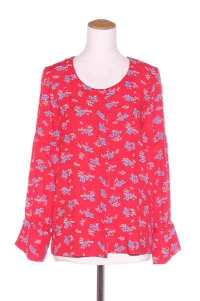 LEO + BE - Blue floral print button front top! 8-10