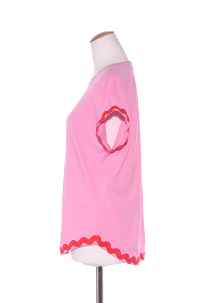 BETTY BASICS (LN) Ric rac detail pink tee! 8-10