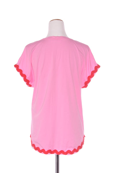 BETTY BASICS (LN) Ric rac detail pink tee! 8-10