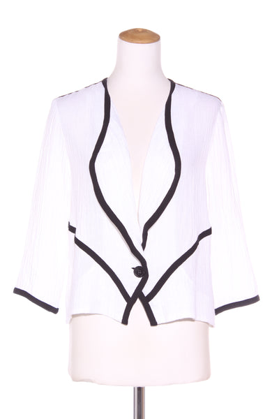 VISAGE (NZ) Textured linen contrast trim jacket! 14