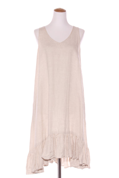 SALT & SODA - Linen frill hem dress + pockets! 12-14