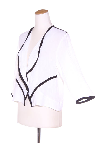 VISAGE (NZ) Textured linen contrast trim jacket! 14