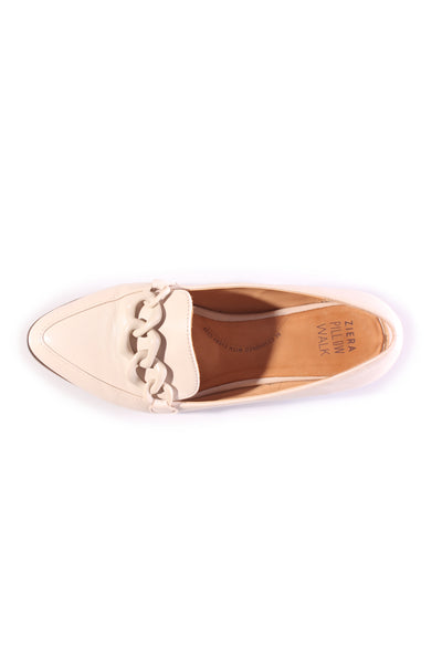 ZIERA - Chain detail leather loafer - Almond! 40