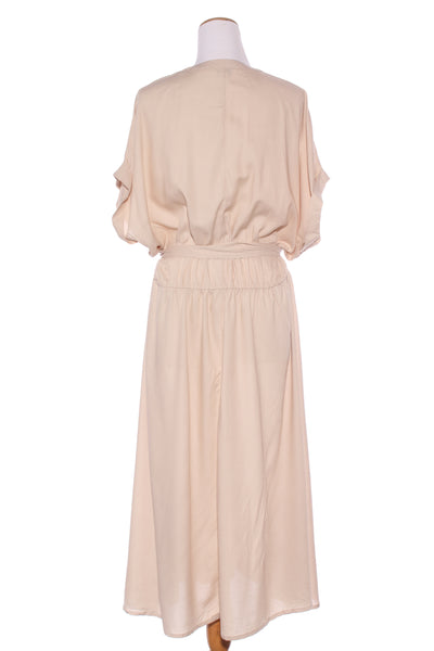 EURO EDIT (LN) Belted viscose maxi dress - Beige! 14-16