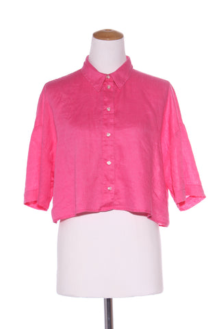 H&M - Pink linen crop shirt! 12-14