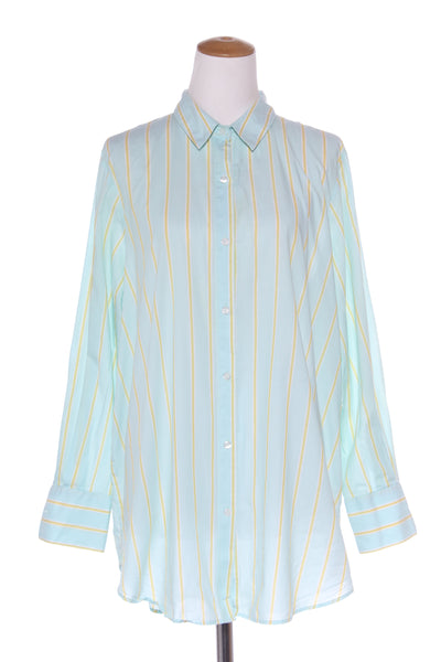 NEXT - Aqua + lime stripe cotton shirt! 20