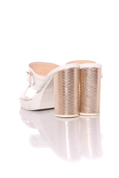HEY MONDAY "Alexis" leather heels - White/gold! 41