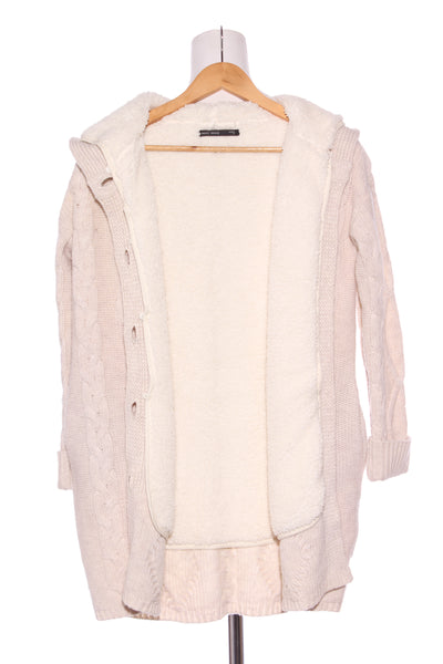 BASIC HOUSE - Sherpa lined wool cable knit jacket! 10-12