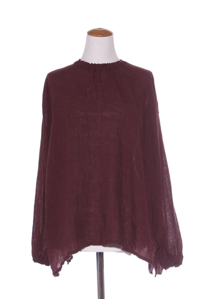 EVAS SUNDAY (AU) Linen L/S top - Wine! 14-16