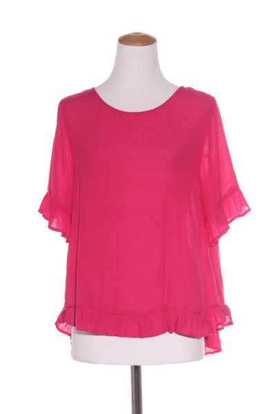 MESMERISE - Textured ruffle trim top - Pink! 12