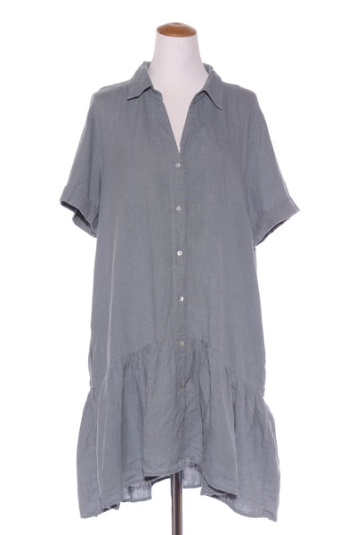 HUMIDITY - Linen Sunny shift dress - Storm blue! 12-14