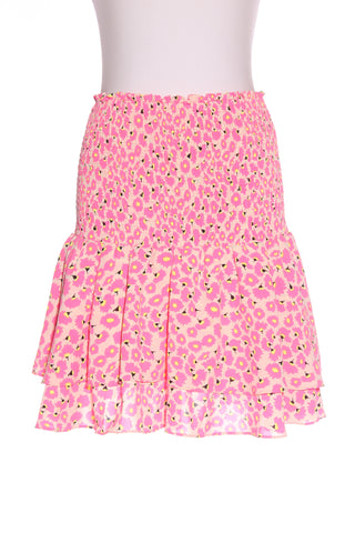 AUGUSTINE - Tiered fluro pink blossom print skirt! 14