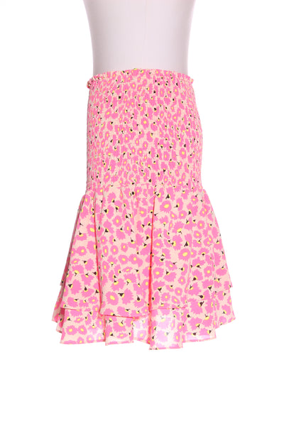AUGUSTINE - Tiered fluro pink blossom print skirt! 14