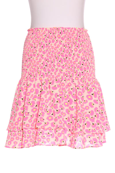 AUGUSTINE - Tiered fluro pink blossom print skirt! 14