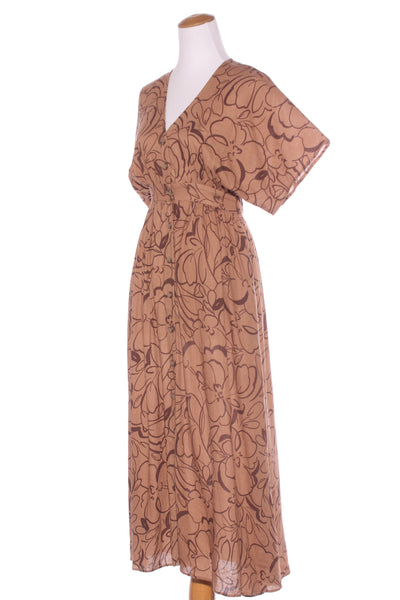 STAPLE THE LABEL - Linen blend brown print maxi dress! 6-8