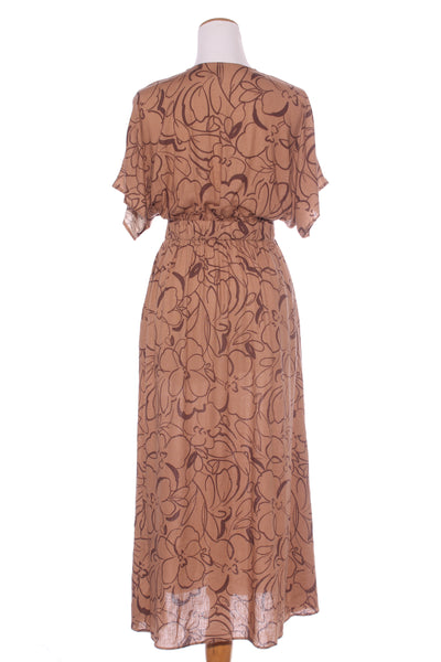 STAPLE THE LABEL - Linen blend brown print maxi dress! 6-8